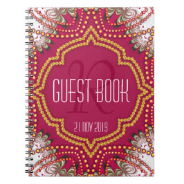 Bohemian Monogram Guest Book Red Gold Eastern Notitieboek