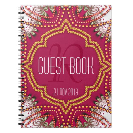Bohemian Monogram Guest Book Red Gold Eastern Notitieboek (Voorkant)