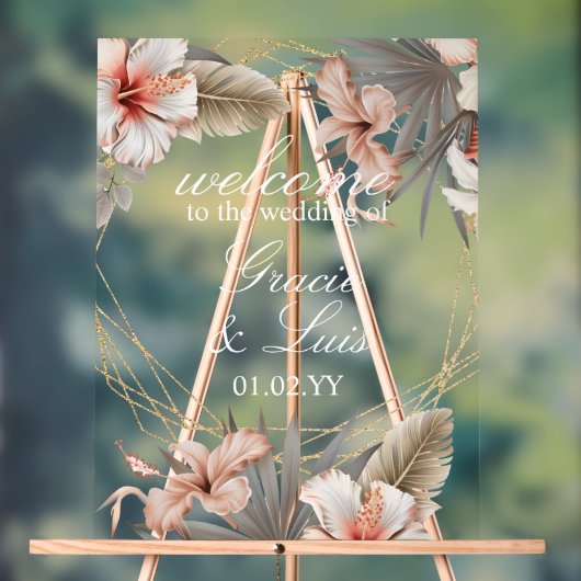 Bohemian Monstera Botanische Bloemen Gouden Bruilo Acryl Bord (Neutraal)