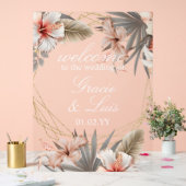 Bohemian Monstera Botanische Bloemen Gouden Bruilo Acryl Bord (Huwelijk)