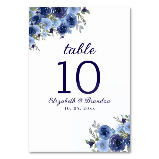 Bohemian Navy Blue Flowers – Country Wedding Kaart (Voorkant)
