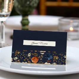 Bohemian Navy Blue Terracotta Wedding Plaatskaartje