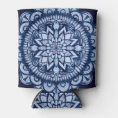 Bohemian Navy Blue Tie Dye Mandala Blikjeskoeler (Voorkant)
