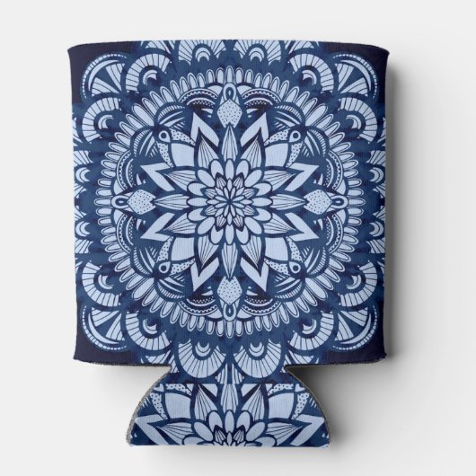 Bohemian Navy Blue Tie Dye Mandala Blikjeskoeler (Achterkant)