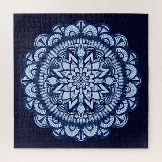 Bohemian Navy Blue Tie Dye Mandala Legpuzzel (Verticaal)