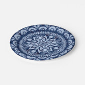 Bohemian Navy Blue Tie Dye Mandala Papieren Bordje (Gekanteld)