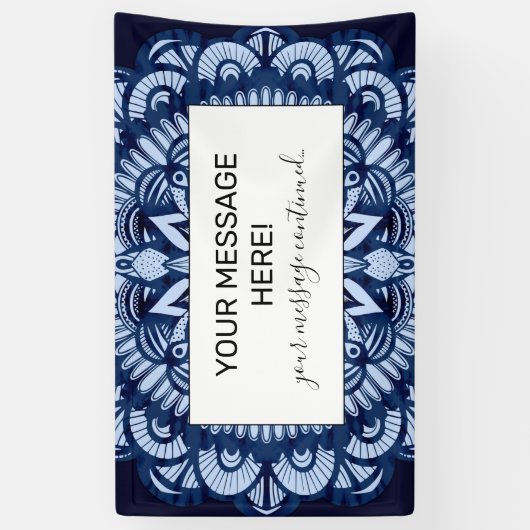 Bohemian Navy Blue Tie Dye Mandala Spandoek (Verticaal)