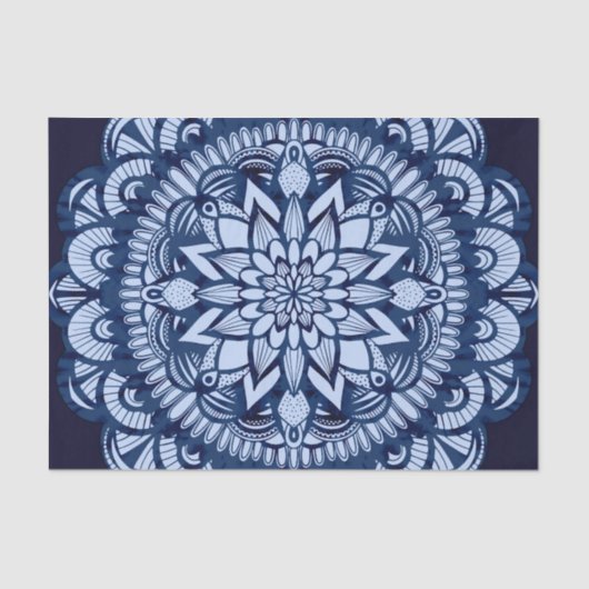 Bohemian Navy Blue Tie Dye Mandala Tissuepapier (Voorkant)