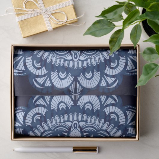Bohemian Navy Blue Tie Dye Mandala Tissuepapier (Geschenk)