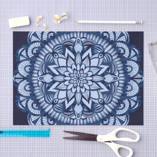 Bohemian Navy Blue Tie Dye Mandala Tissuepapier (Craft)