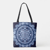 Bohemian Navy Blue Tie Dye Mandala Tote Bag (Achterkant)
