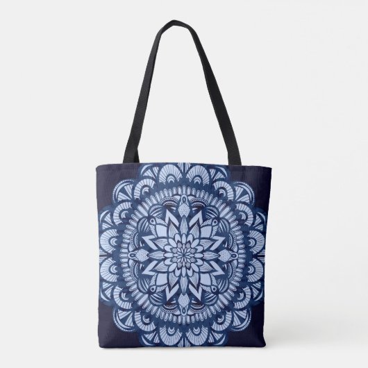 Bohemian Navy Blue Tie Dye Mandala Tote Bag (Achterkant)