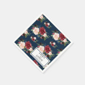 Bohemian Navy Floral Burgundy Wedding Napkins Servet (Hoek)