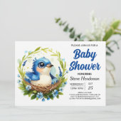 Bohemian Nest Chic Bird Boy Baby shower Kaart (Staand voorkant)