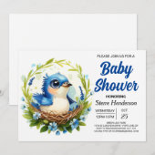 Bohemian Nest Chic Bird Boy Baby shower Kaart (Voorkant / Achterkant)