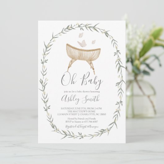 Bohemian Oh Baby shower Uitnodiging (Staand voorkant)