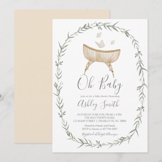 Bohemian Oh Baby shower Uitnodiging (Voorkant / Achterkant)