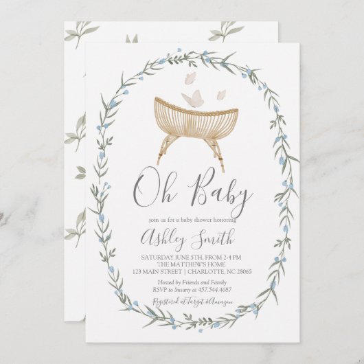 Bohemian Oh Baby shower Uitnodiging (Voorkant / Achterkant)