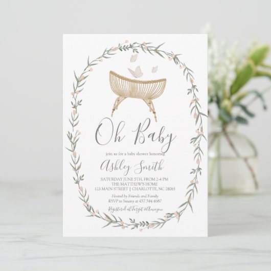 Bohemian Oh Baby shower Uitnodiging (Staand voorkant)