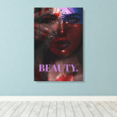 Bohemian Ombre Violet en Burgundy Woman Portrait Canvas Afdruk (Insitu (Houten vloer))