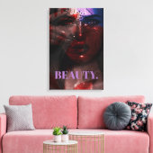 Bohemian Ombre Violet en Burgundy Woman Portrait Canvas Afdruk (Insitu (Woonkamer))