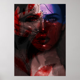 Bohemian Ombre Violet en Burgundy Woman Portrait Poster