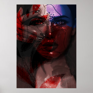 Bohemian Ombre Violet en Burgundy Woman Portrait Poster