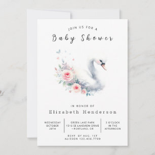 Bohemian Online Swan Baby shower Kaart