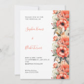Bohemian Oranje Floral Herfst White Wedding Kaart (Voorkant)