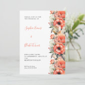 Bohemian Oranje Floral Herfst White Wedding Kaart (Staand voorkant)