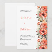 Bohemian Oranje Floral Herfst White Wedding Kaart (Voorkant / Achterkant)