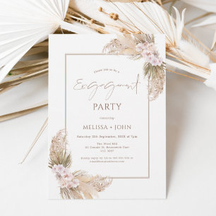 Bohemian Orchard Pampas Grass Floral Verloving Kaart