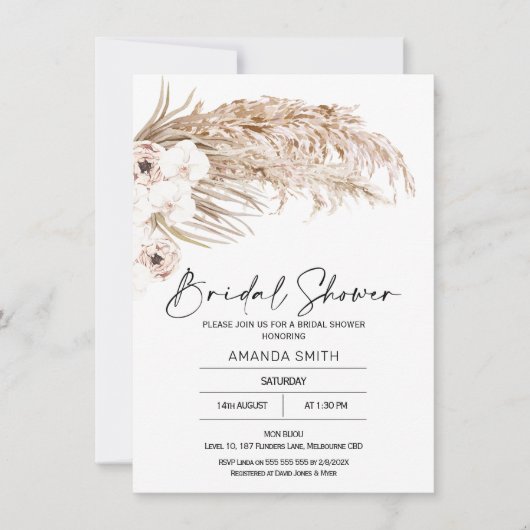 Bohemian Orchards Pampas Grass Vrijgezellenfeest Kaart (Voorkant)