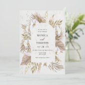 Bohemian Orchid Floral Wedding Kaart (Staand voorkant)