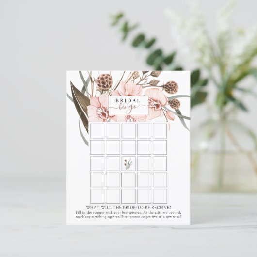 Bohemian Orchid Vrijgezellenfeest Bingo Game Kaart (Staand voorkant)