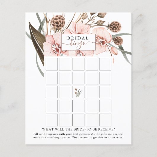 Bohemian Orchid Vrijgezellenfeest Bingo Game Kaart (Voorkant)