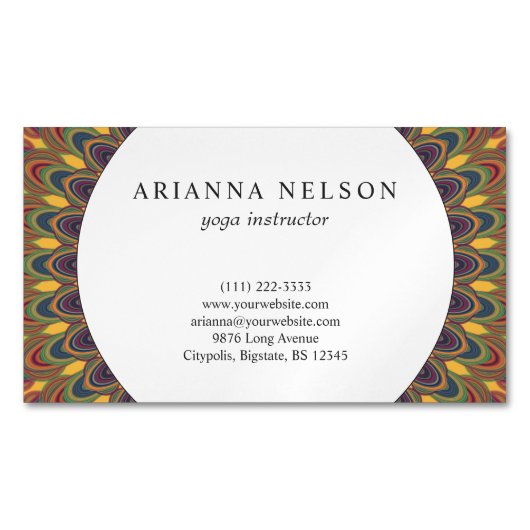 Bohemian Oval Mandala Visitekaartje Magnetisch Visitekaartje (Voorkant)