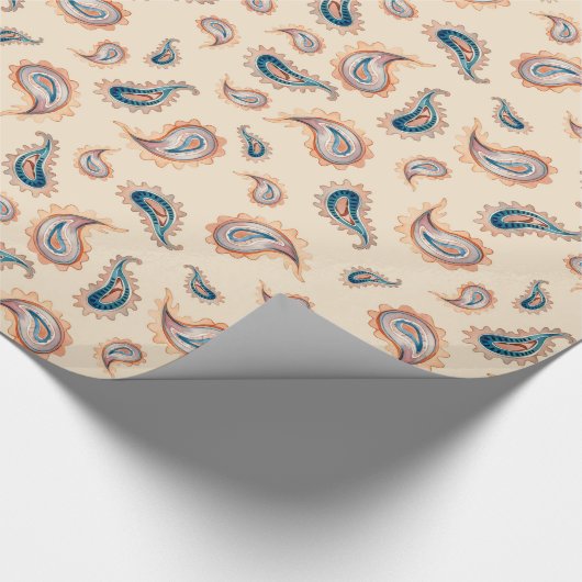 Bohemian Paisley: Handgetekende Waterverf Cadeaupapier (Hoek)