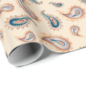 Bohemian Paisley: Handgetekende Waterverf Cadeaupapier (Rol Hoek)