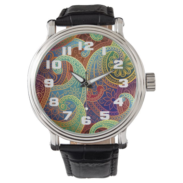Bohemian Paisley Timeless Pattern Horloge (Voorkant)