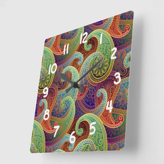 Bohemian Paisley Timeless Pattern Vierkante Klok (Hoek)