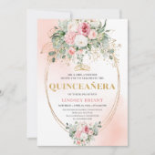 Bohemian Pale Pink Rose Gold Quinceañera Card Kaart (Voorkant)