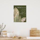 Bohemian Palm Leaves Weddenschap Welkomstteken Poster (Keuken)