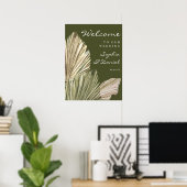 Bohemian Palm Leaves Weddenschap Welkomstteken Poster (Thuiskantoor)