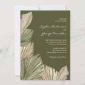 Bohemian Palm Leaves Wedding Invitation met foto Kaart (Voorkant)