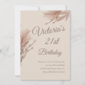 Bohemian Pampas 21st Birthday Party Earthy Kaart (Voorkant)