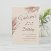 Bohemian Pampas 21st Birthday Party Earthy Kaart (Staand voorkant)