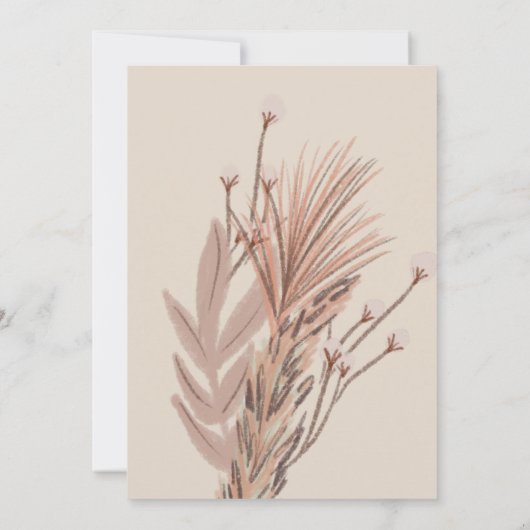 Bohemian Pampas 21st Birthday Party Earthy Kaart (Achterkant)