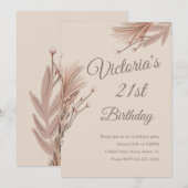 Bohemian Pampas 21st Birthday Party Earthy Kaart (Voorkant / Achterkant)
