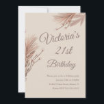Bohemian Pampas 21st Birthday Party Earthy Kaart<br><div class="desc">21e verjaardag Uitnodigingen Modern Bohemian Hand Drawn Cotton Plant and Pampas Design</div>